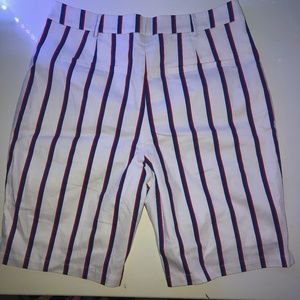 Women's Stripe Stretch Cotton Bermuda Shorts